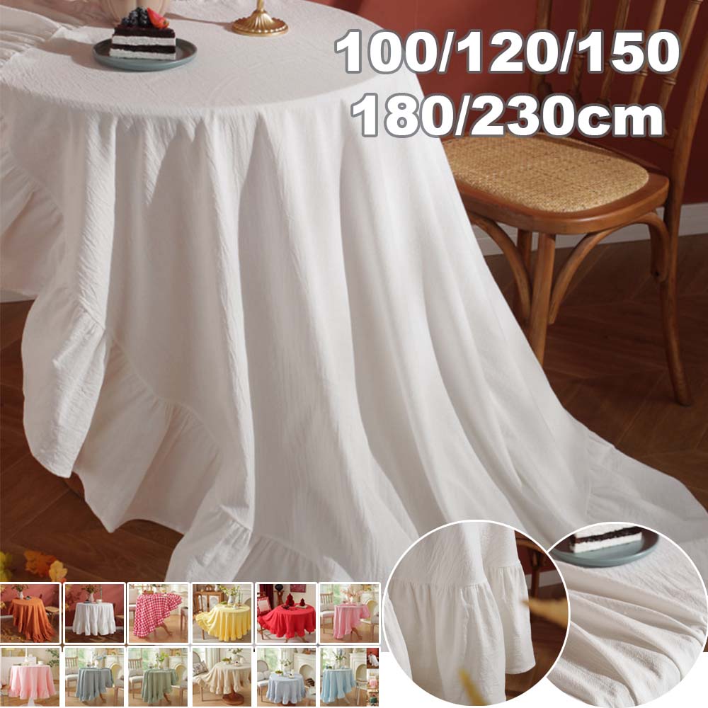 Commercial Dishwasher Table - Solid Color Round Tablecloth Washed Cotton