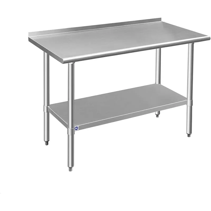 Commercial Kitchen Backsplash - Stainless Steel Table for Prep Work