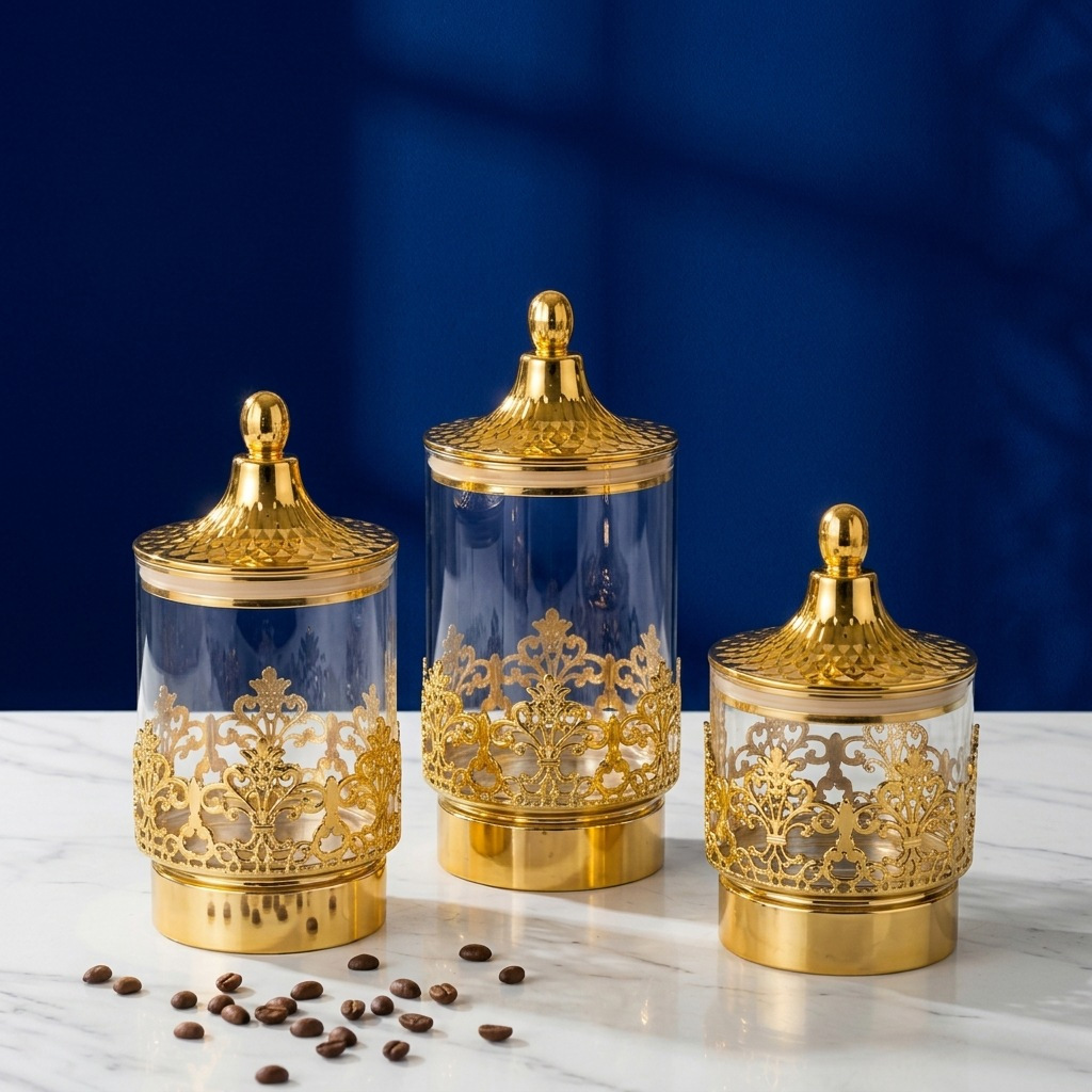 Commercial Kitchen Organization - European Transparent Gold-plated Rotating Sealed Cans