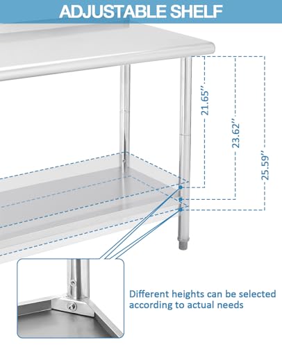 Stainless Steel Prep Table NSF - Commercial Kitchen Backsplash review and price