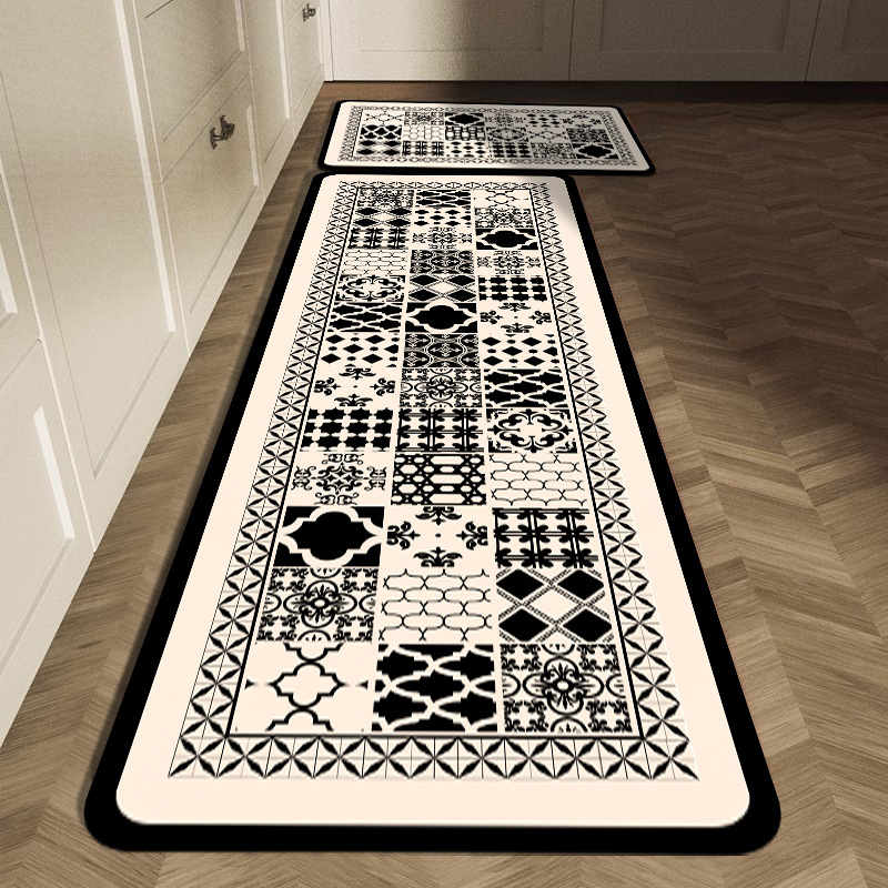 Black White Geometric Tile Kit - Commercial Kitchen Tile Flooring review and price