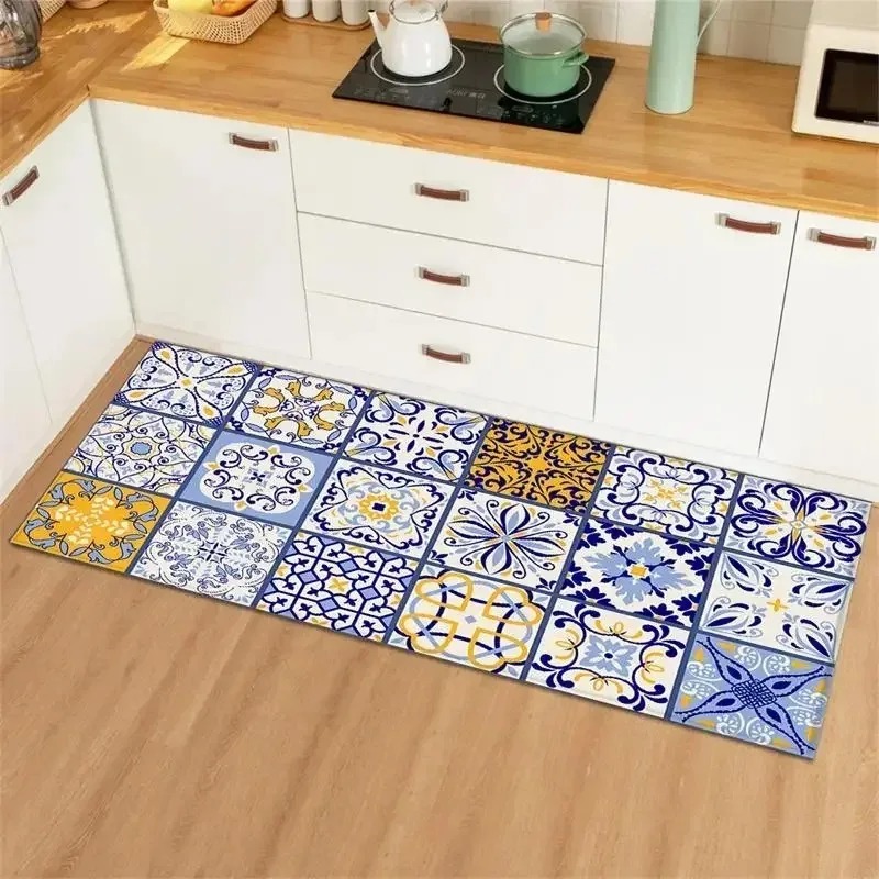 Blue Yellow Vintage Tile Colla - Commercial Kitchen Tile Flooring review and price