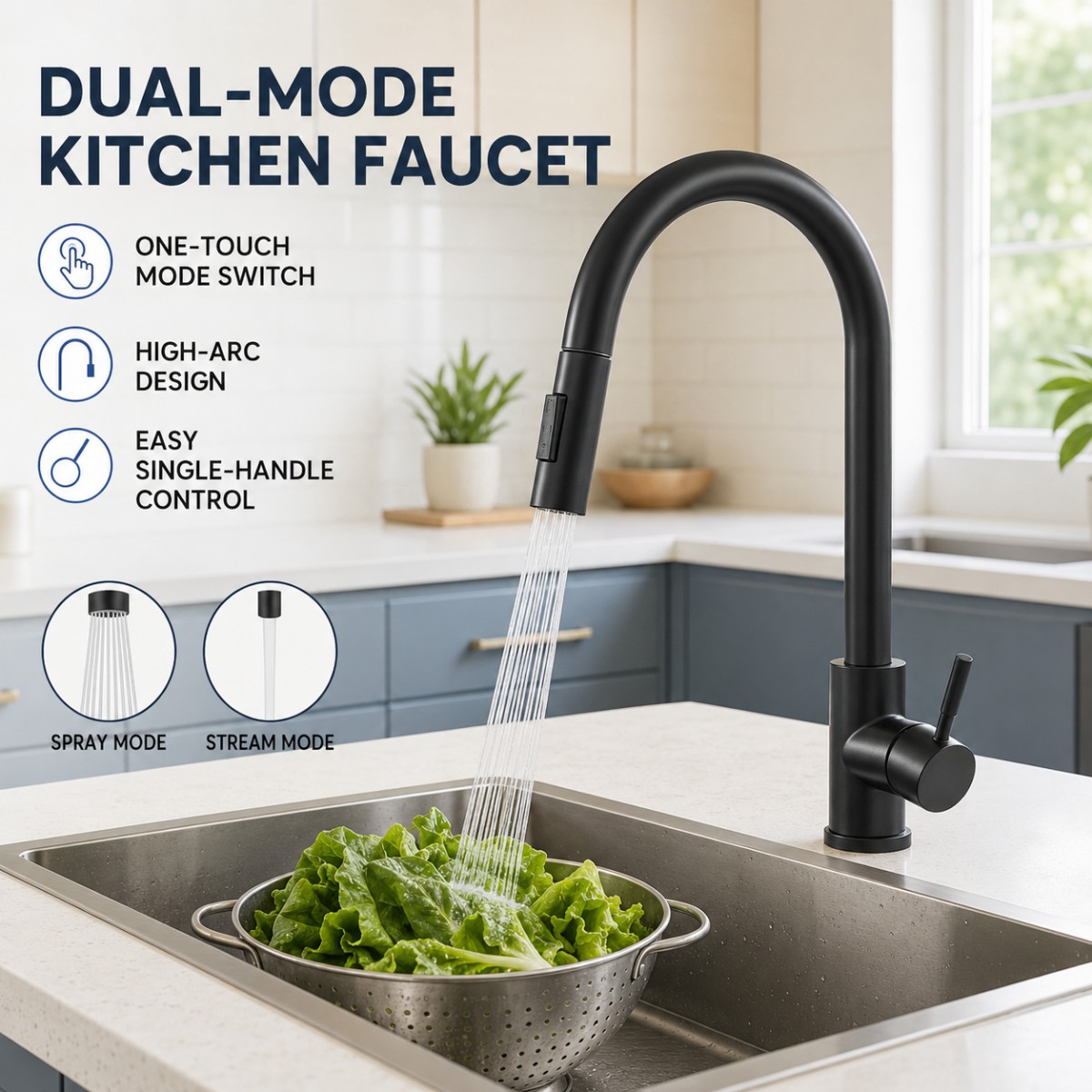 Black Kitchen Faucet Two Funct - Commercial Kitchen Faucet review and price