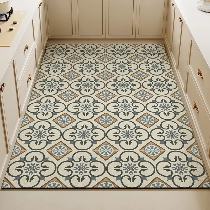 Vintage Floral Tile Print Kitc - Commercial Kitchen Tile Flooring review and price