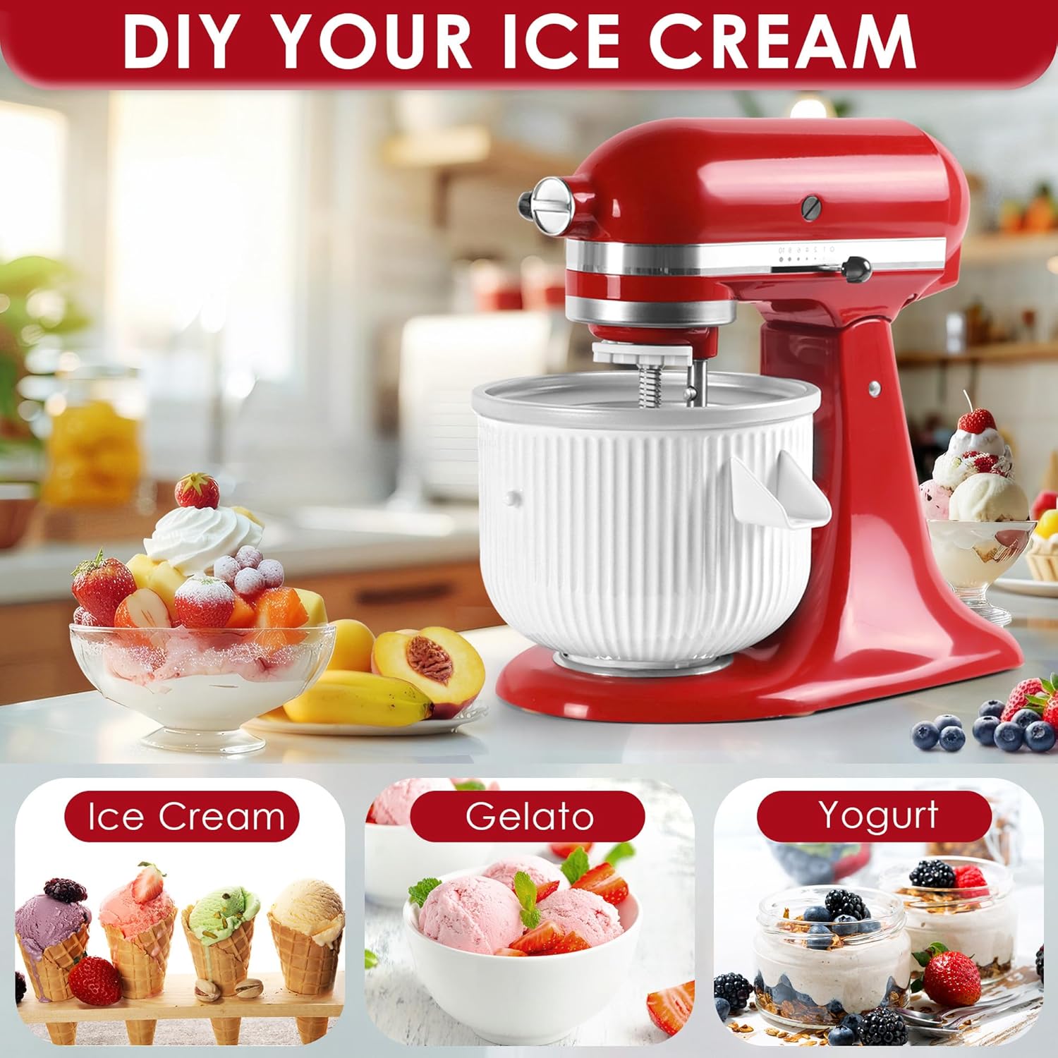 Ice Cream Maker Attachment for - Commercial Kitchenaid review and price