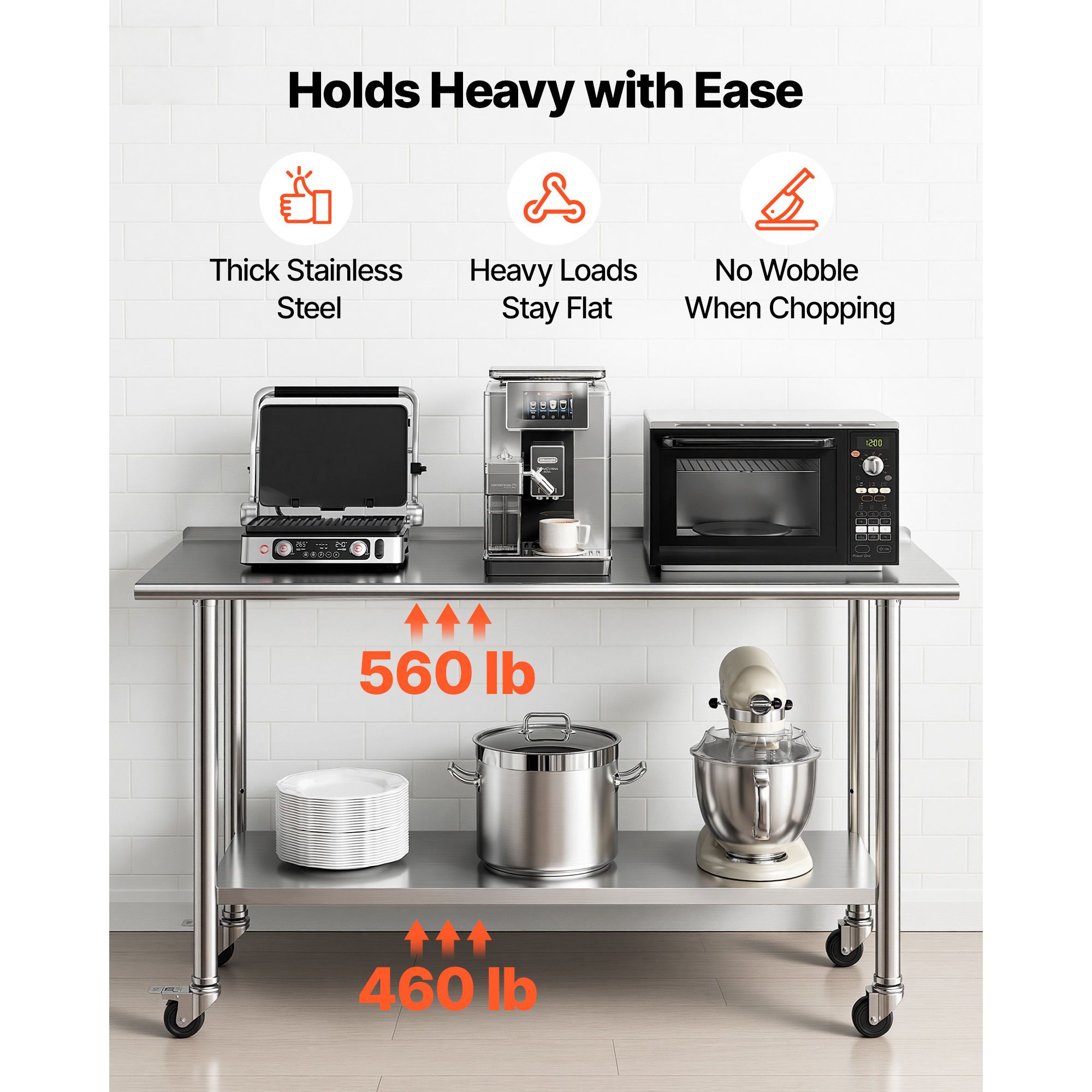 Stainless Steel Work Table, 24 - Commercial Kitchen Backsplash review and price